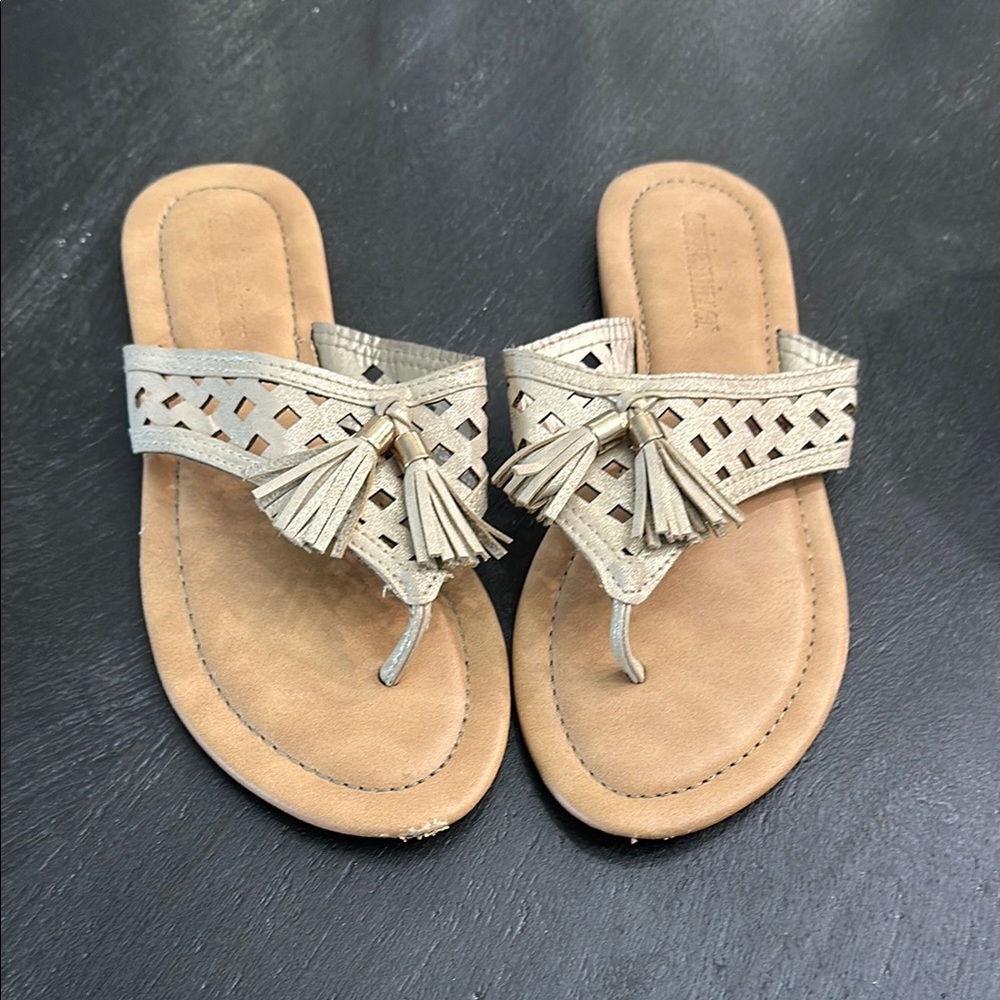 Olivia Miller Gold Tassel Sandals